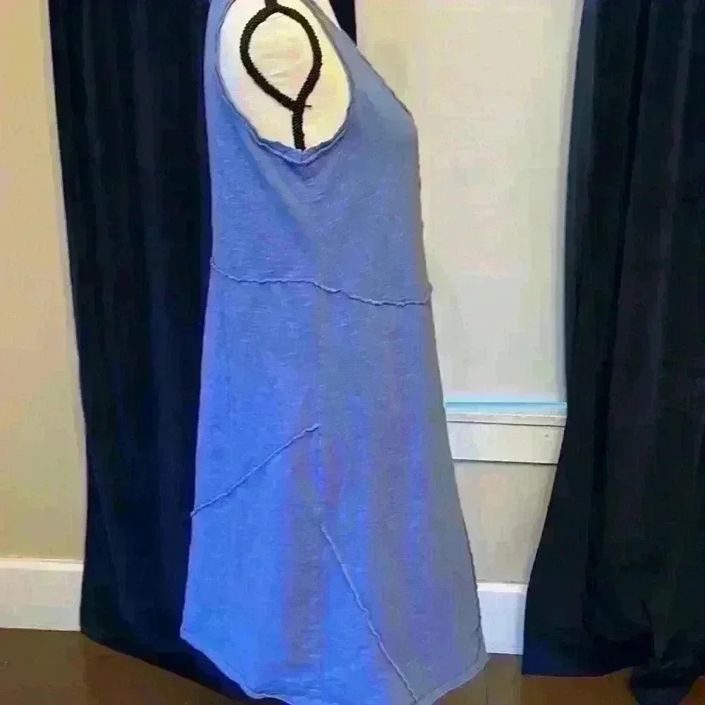 J Jill Exposed Seams Blue 100% Cotton Sleeveless Dress SizeS - Picture 6 of 15